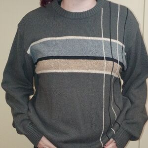 Haggar Women's Crew Neck Sweater - Green, Gray, and Tan